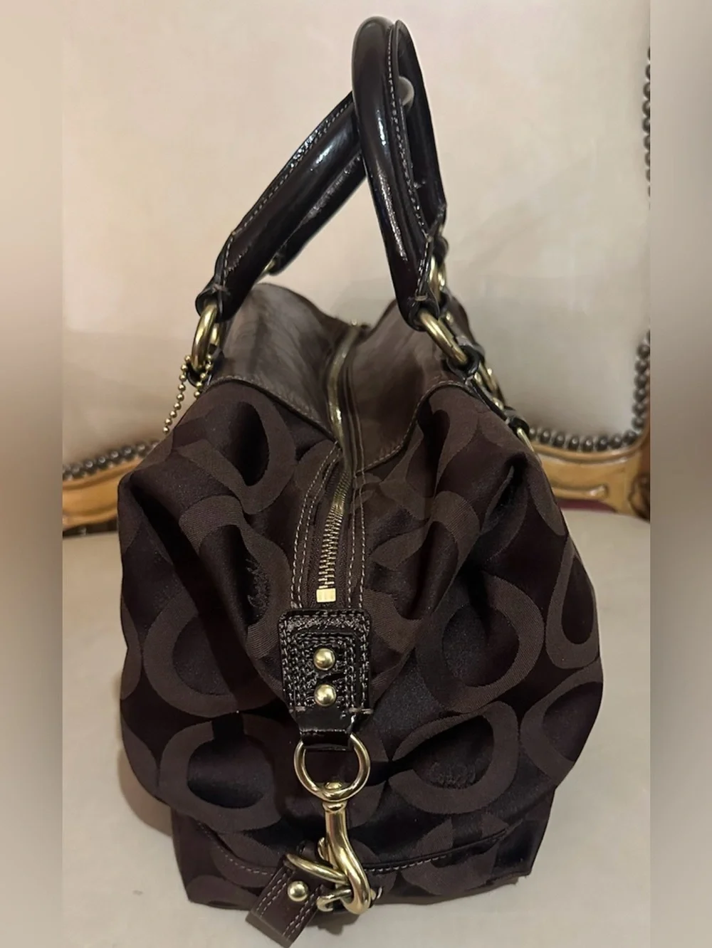 Coach Madison Sabrina Dark Brown Satchel Handbag